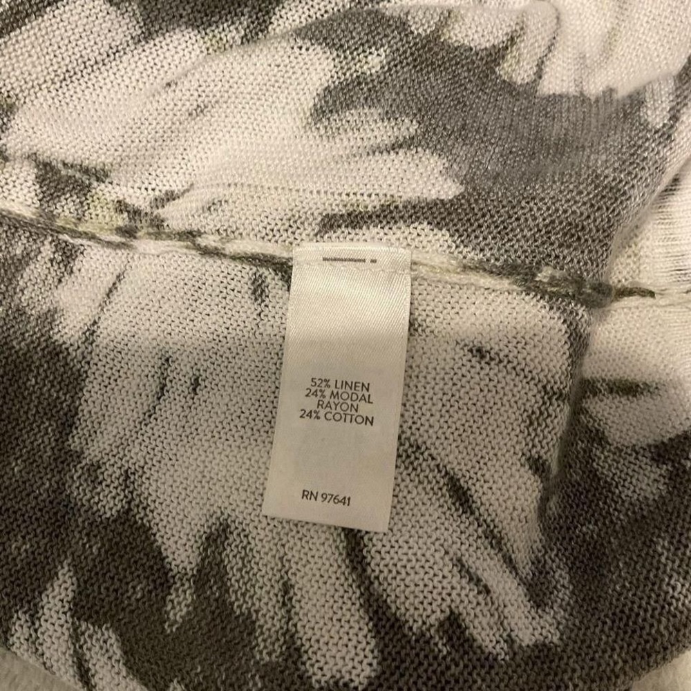 J Jill Womens linen XL‎ Palm Leaf Printed Sweater Pullover - Picture 4 of 9